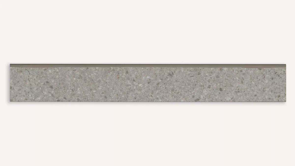Terrazzo Light Gray Porcelain Wall Trim - 3" x 20" Surface Bullnose