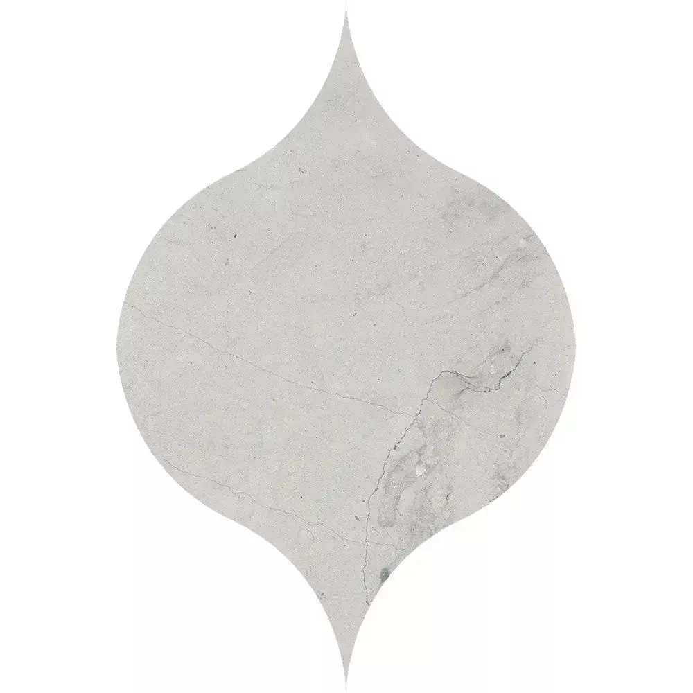 Thala Gray Honed Winter Leaf Limestone Waterjet Mosaics 4 7/8x6 13/16