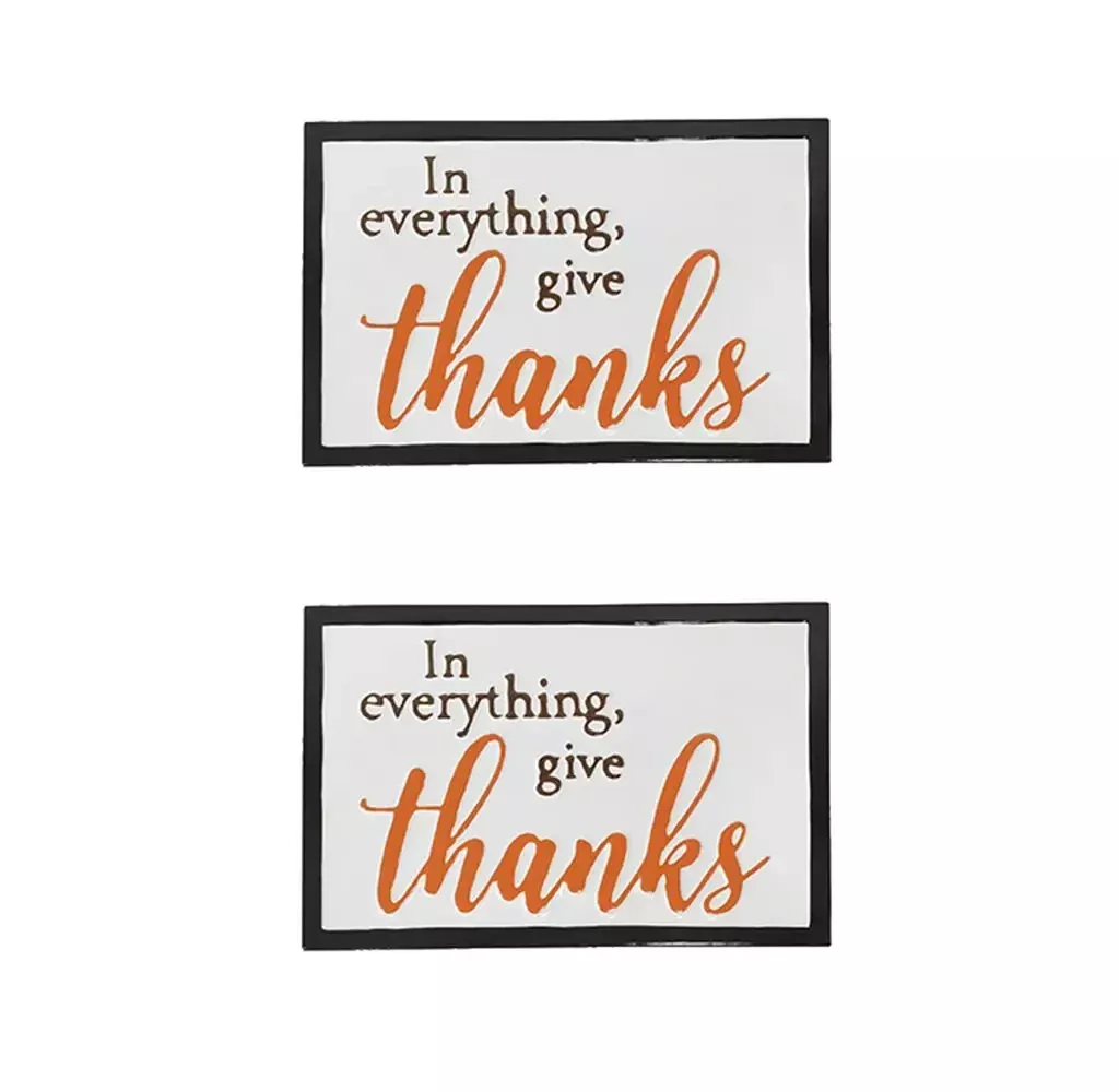 Thanks Wall Sign, Wall Art Decor For Harvest Festival Fall Festival & Thanksgiving Table Decorations (Set of 2) - Black / Orange / White