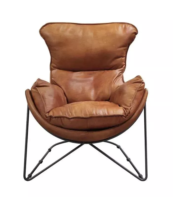 Thurshan - Accent Chair - Aperol Top Grain Leather & Black