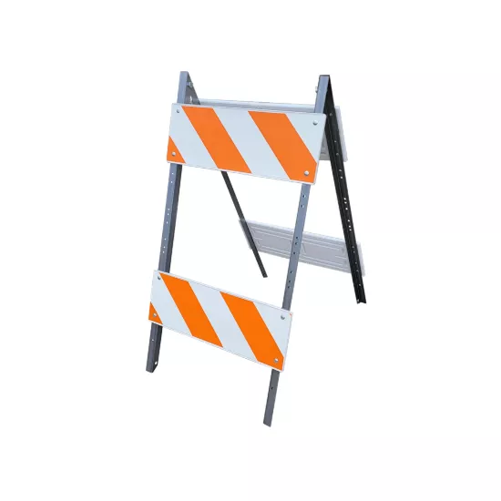 Traffix Type II Folding Barricade - Galvanized Legs, Blow-Molded Plastic Panels