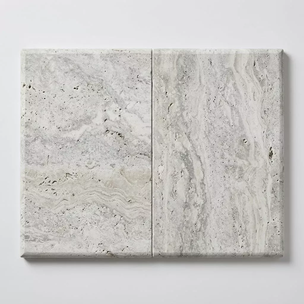 Travertine Coping - Silver, 16x24 Tumbled Bullnose, 2-in