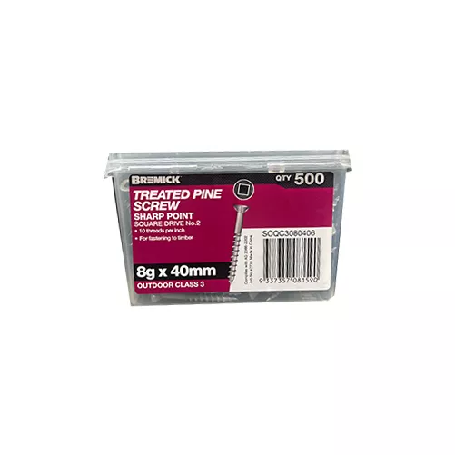Treated Pine Screw 8g x 40mm (Square Drive) Gal Timber Screws Box of 500
