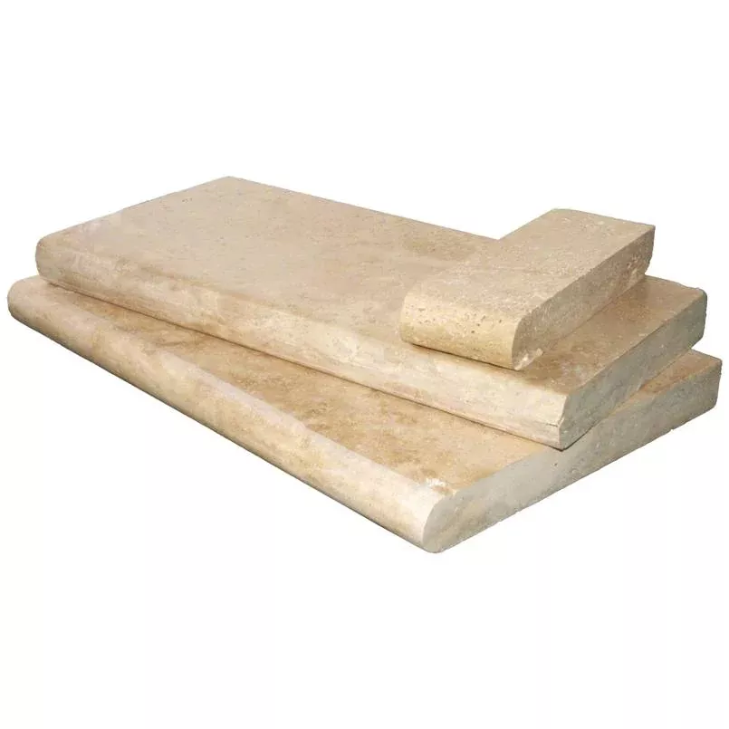 Tuscany Beige 16x24 HUFB Eased Edge Travertine Pool Coping