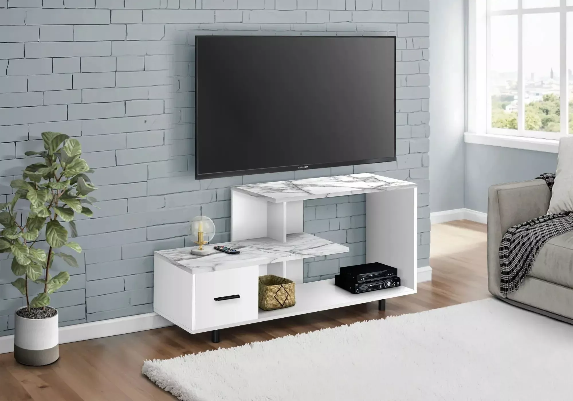 TV Stand, Console, Media Entertainment Center, Storage Drawer, Contemporary