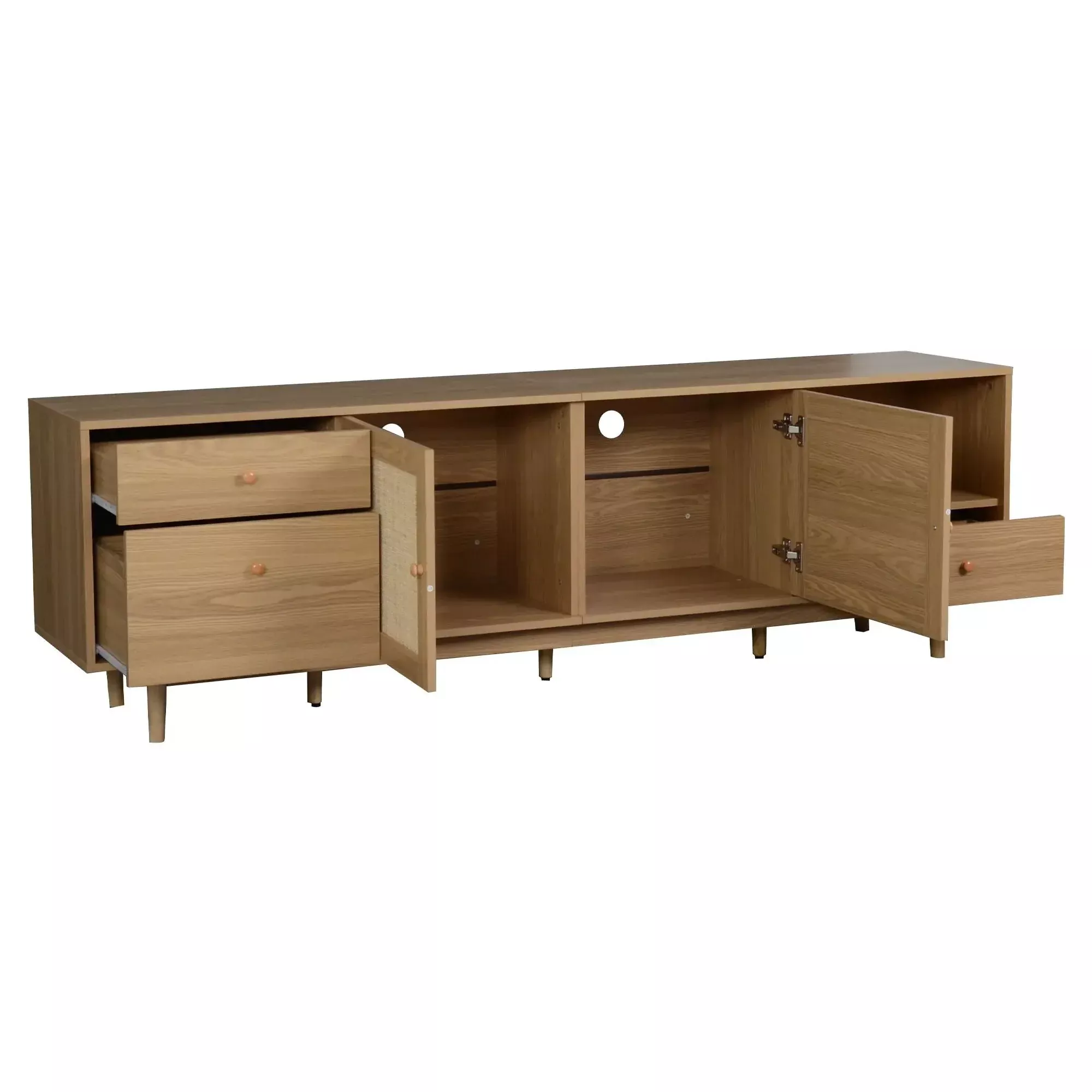 TV Stand With Doors - Natural