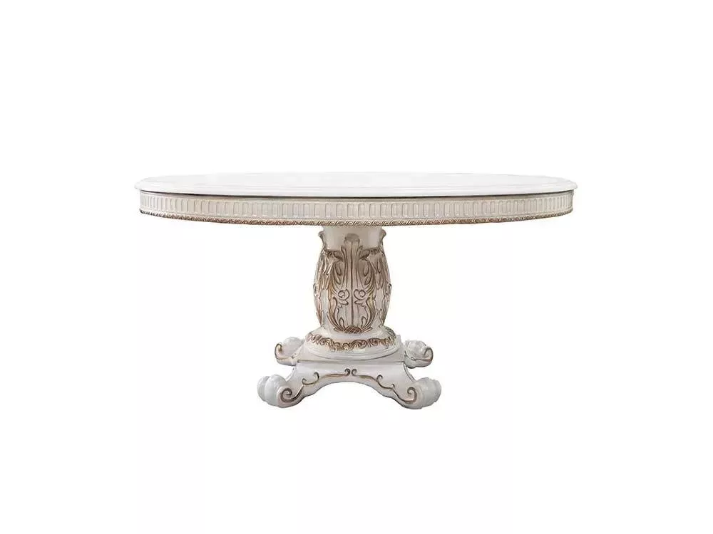 Vendome - 76" Round Dining Table With Pedestal Base - Antique Pearl
