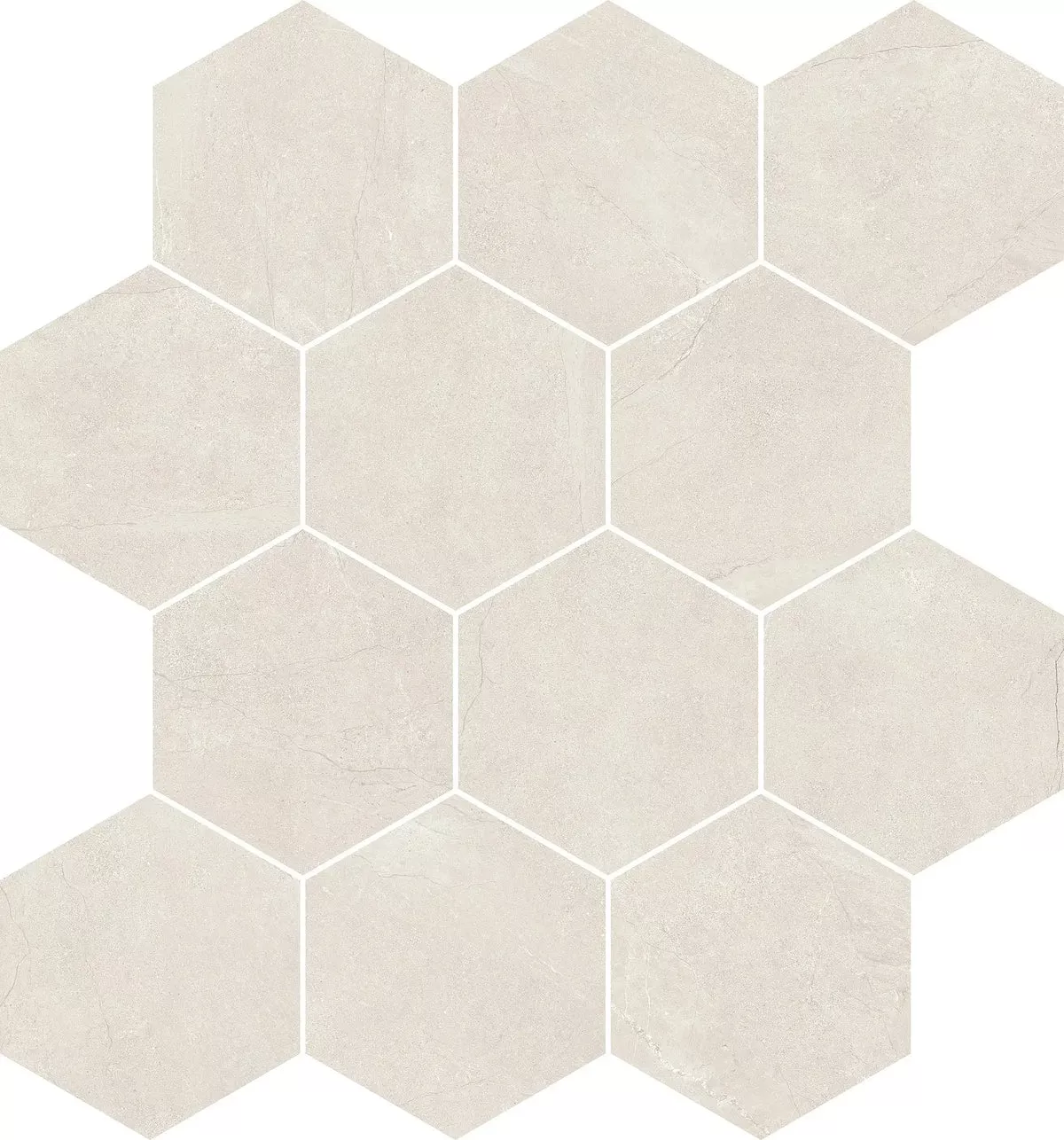 Victoria White 3.6x3.6 Hexagon Matte Stone Look Porcelain Mosaic
