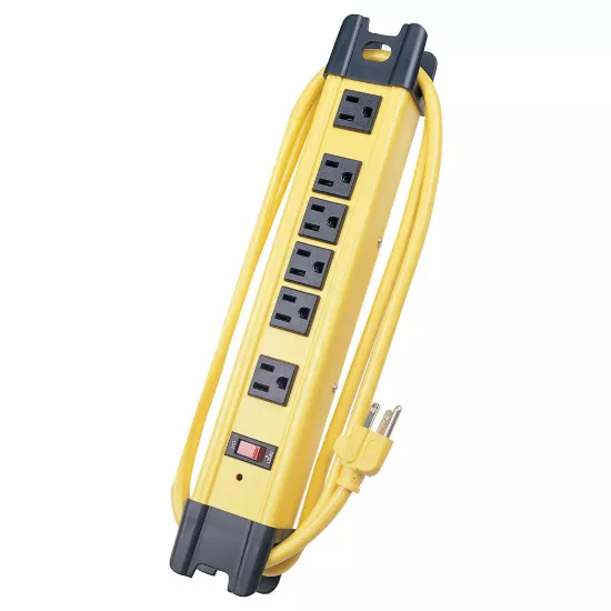 Voltec 6-Outlet Metal Power Strip with Surge Protection 6ft Yellow