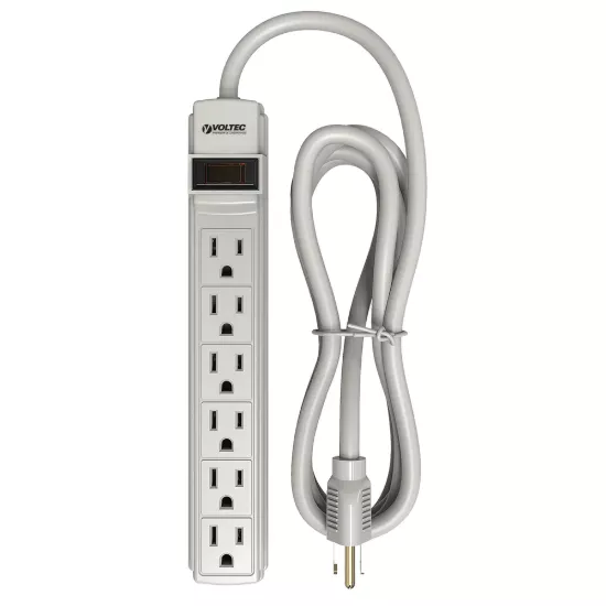 Voltec 6-Outlet Power Strip 6ft Cord Ash