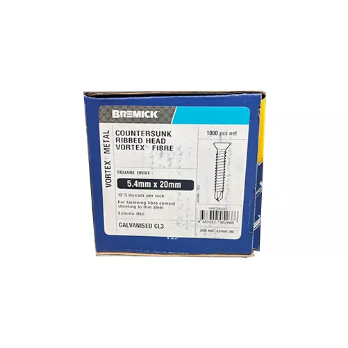 Vortex Fibre Screw 5.4 x 20mm Gal Timber Screws Box of 1000