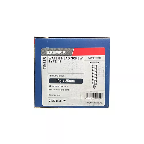 Wafer Head Screw 10g x 35mm Zinc Plated Timber Screws Box of 1000