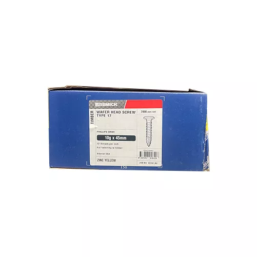 Wafer Head Screw 10g x 45mm Zinc Plated Timber Screws Box of 2000