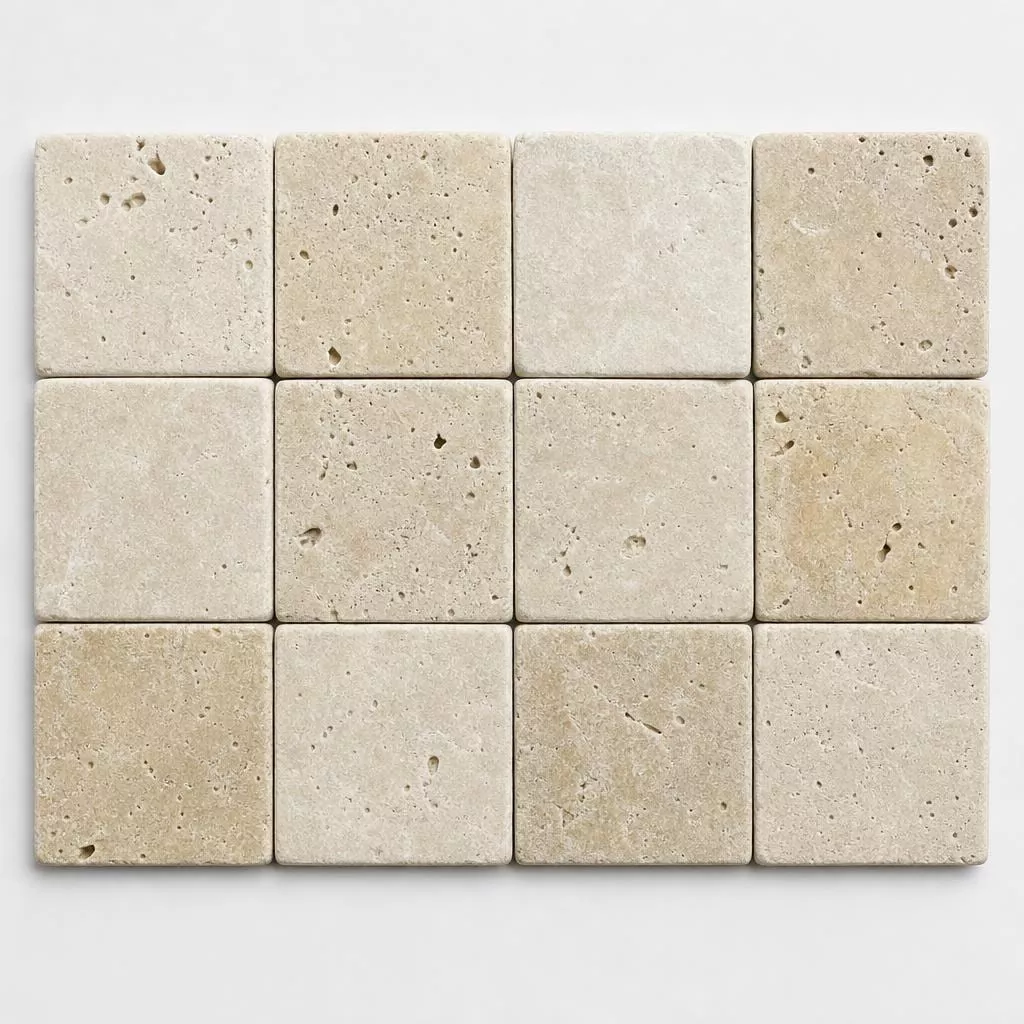 Walnut 2x2 Tumbled Travertine Mosaic Tile