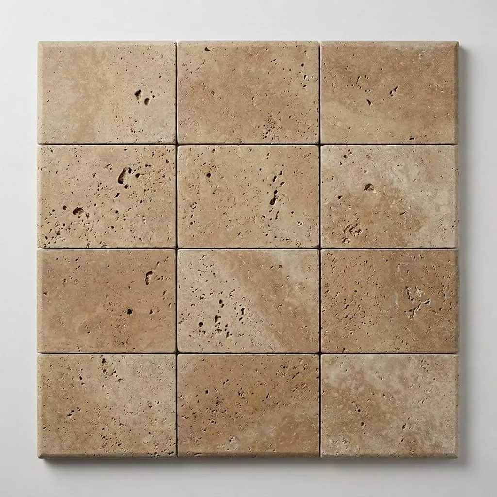 Walnut Travertine Coping 6x12 Unfilled Honed Bullnose 1.25 inch