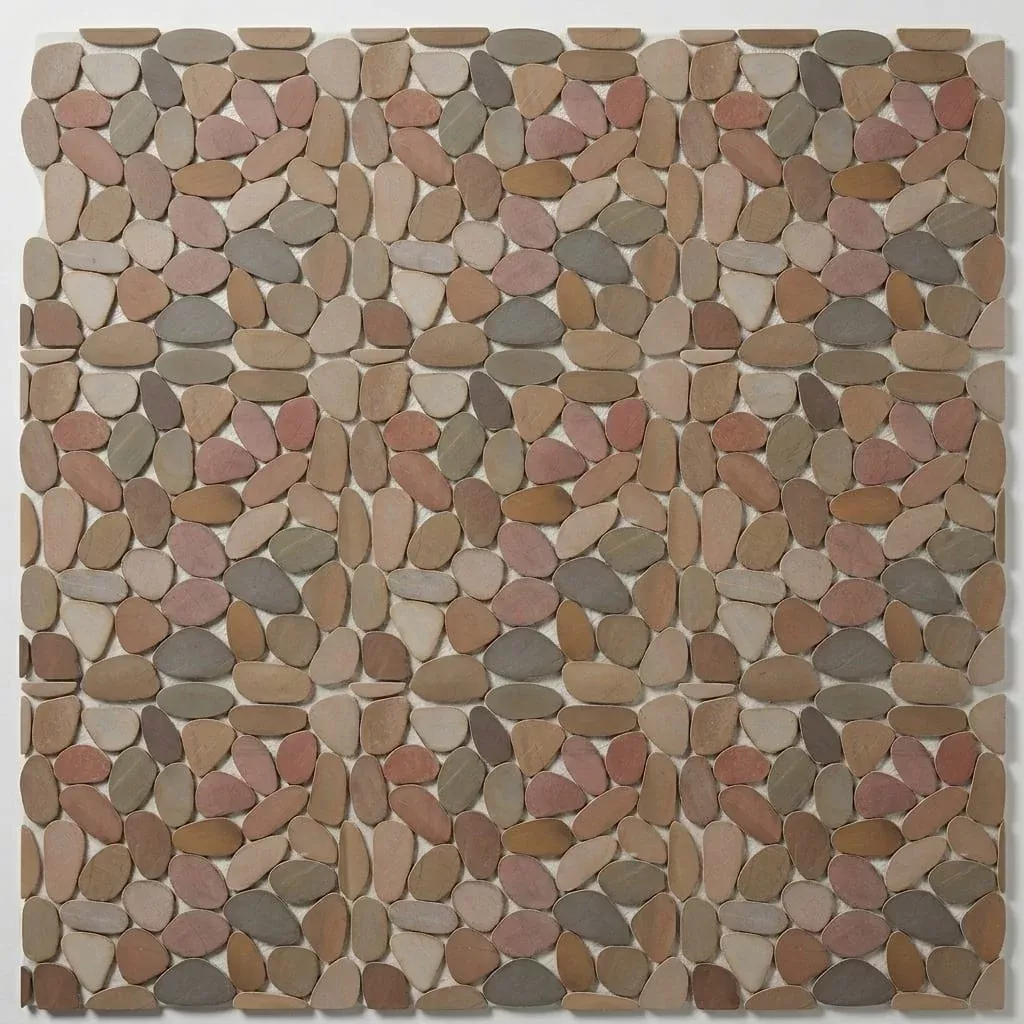 Waterbrook Brown 12x12 Jumbo Sliced Pebble Marble Mosaic