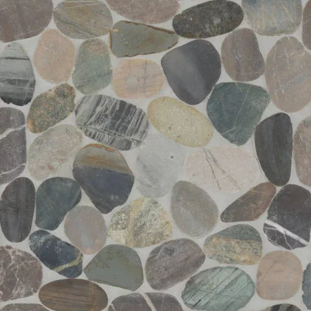 Waterbrook Grey Mix Jumbo Sliced Pebble 12x12 Glass Mosaic