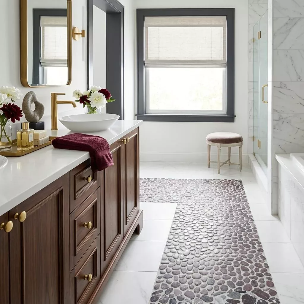 Waterbrook Rosso Levanto 12x12 Medium Sliced Pebble Marble Mosaic