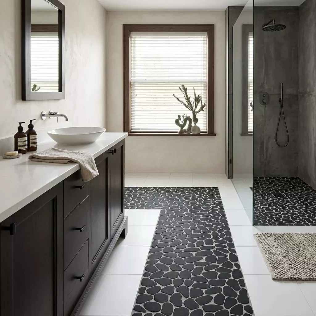 Waterbrook Super Black 12x12 Jumbo Sliced Pebble Stone Mosaic