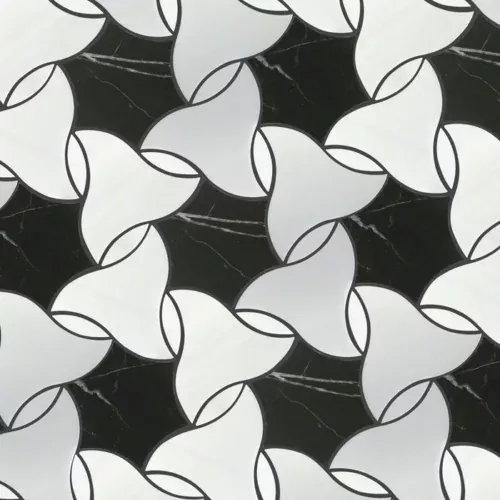 Waterjet Belle 9x10.5 Polished Marble Mosaic Tile