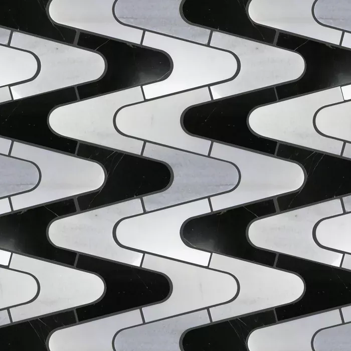 Waterjet Zoser 06x13 Polished Marble Mosaic Tile