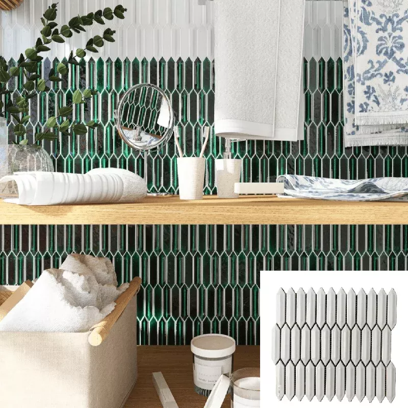 White 3D Arrow Shape Mosaic Tile