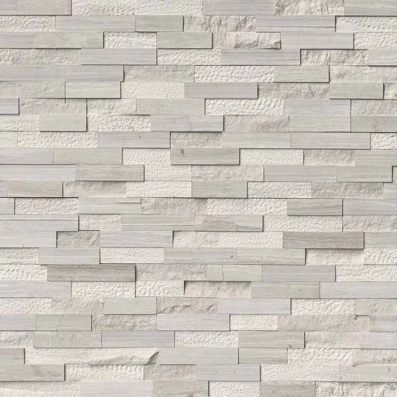 White Oak 6x18 Corner Multi Splitface Marble Ledger Stone