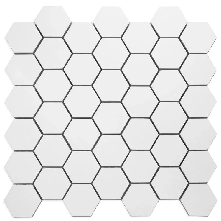 White Tile Roy White 2x2 Hexagon Matte Porcelain Mosaic