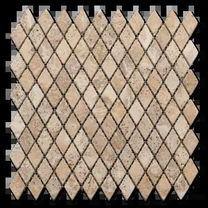 Yellow Diamond Pattern 12x12 Natural Textured Travertine Mosaic