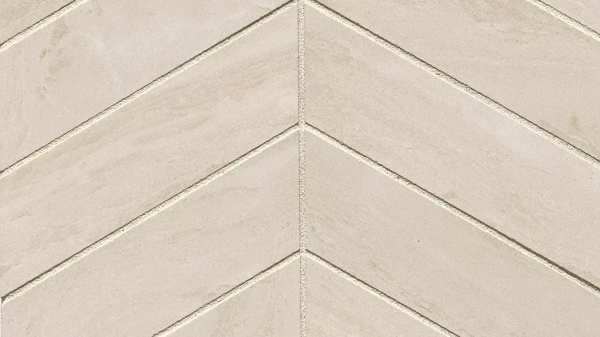 Yosemite Almond Porcelain Mosaic - 2" x 6" Chevron