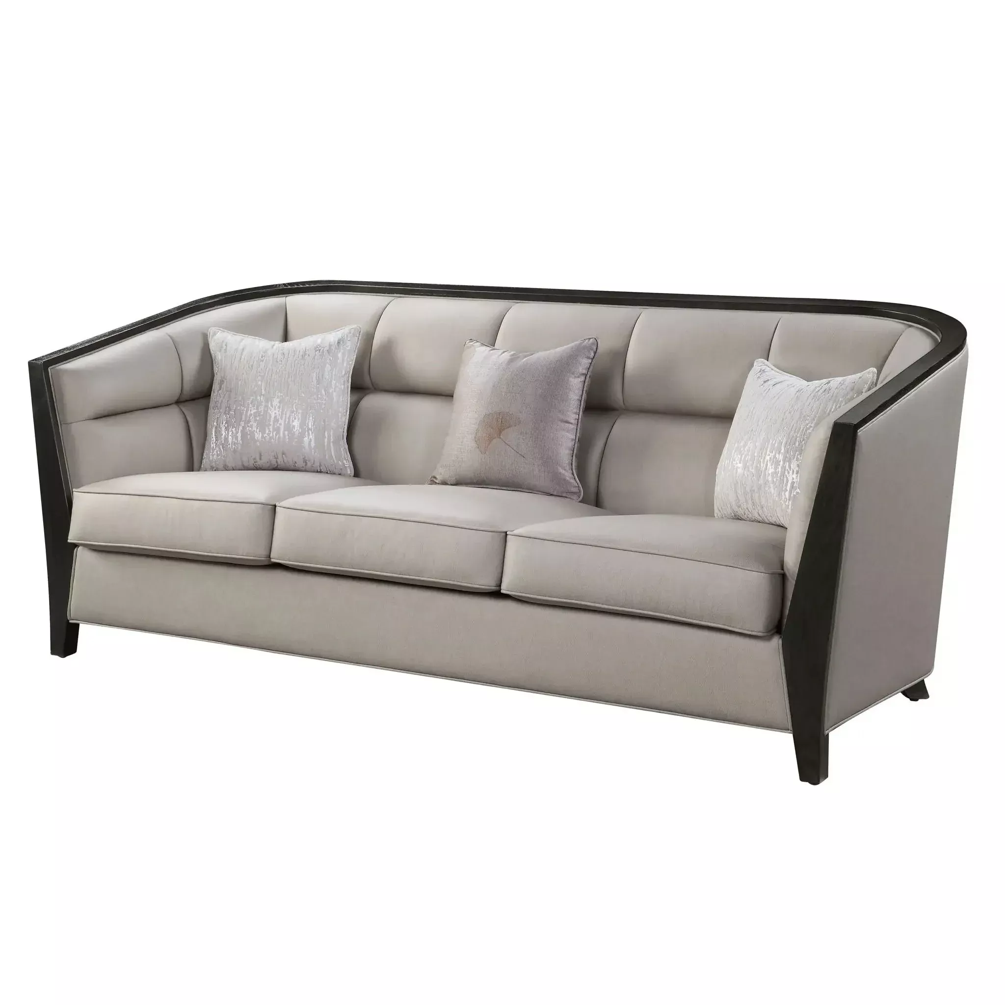 Zemocryss - Sofa With 3 Pillows - Beige Fabric